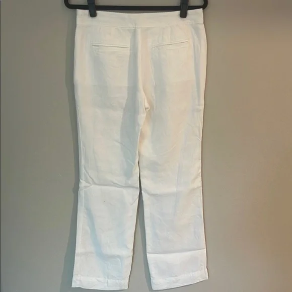 LOFT Ivory Button-Front Linen Trousers - Picture 4 of 6